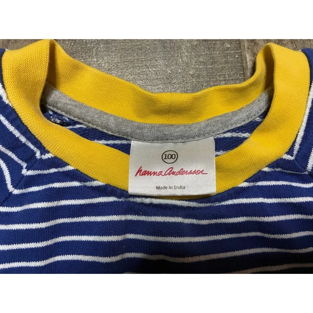 Hanna Andersson Girls Striped Pocket Play Dress Size 100 3T 4T Blue Yellow